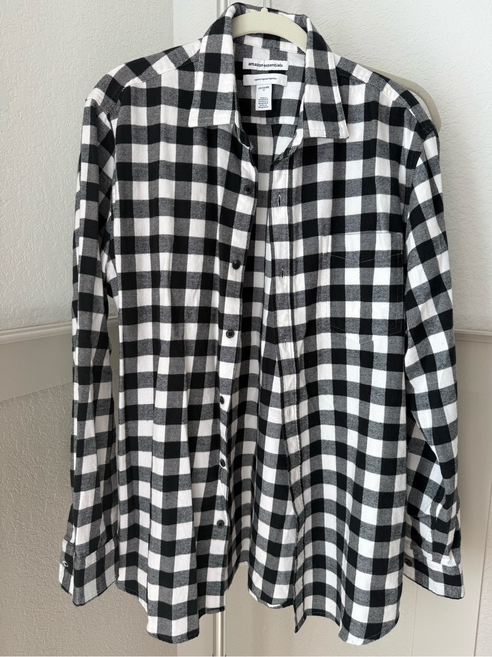 Amazon Essentials Black and White Check Flannel Shirt